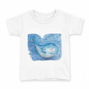 tシャツ キッズ 半袖 白地 デザイン 100 サイズ Tシャツ ティーシャツ T shirt 013611 クジラ 海 水彩(4)