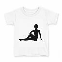 tシャツ キッズ 半袖 白地 デザイン 150 サイズ Tシャツ ティーシャツ T shirt 013618 女性 ヨガ シルエット(4)