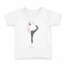 tシャツ キッズ 半袖 白地 デザイン 140 サイズ Tシャツ ティーシャツ T shirt 013619 ヨガ 女性 体操
