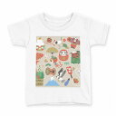 tシャツ キッズ 半袖 白地 デザイン 110 サイズ Tシャツ ティーシャツ T shirt 013625 お正月 門松 謹賀新年