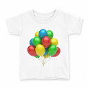 tシャツ キッズ 半袖 白地 デザイン 90 Tシャツ ティーシャツ T shirt 013711 風船 カラフル(4)