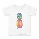 tシャツ キッズ 半袖 白地 デザイン 110 サイズ Tシャツ ティーシャツ T shirt 013745 パイナップル 夏 トロピカル(4)