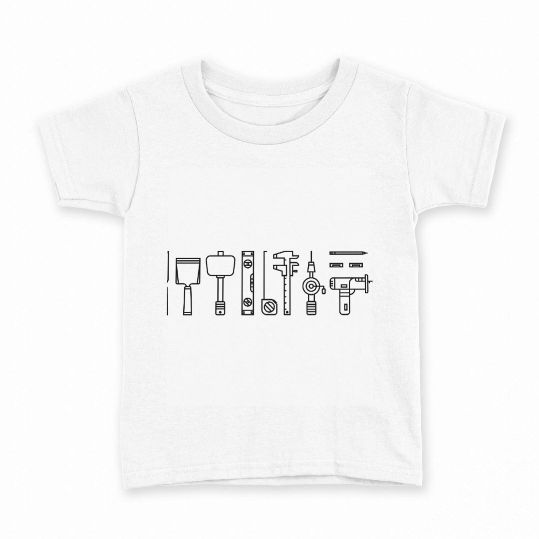tシャツ キッズ 半袖 白地 デザイン 160 サイズ Tシャツ ティーシャツ T shirt 013754 イラスト 仕事 工具