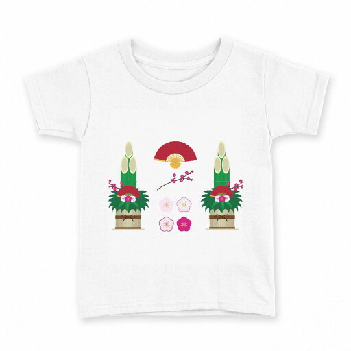tシャツ キッズ 半袖 白地 デザイン 90 Tシャツ ティーシャツ T shirt 013828 門松 正月 tシャツ キッズ 半袖 白地 デザイン 90 Tシャツ ティーシャツ T shirt 013828 門松 正月