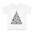 tシャツ キッズ 半袖 白地 デザイン 120 サイズ Tシャツ ティーシャツ T shirt 013830 クリスマス ツリー モノクロ