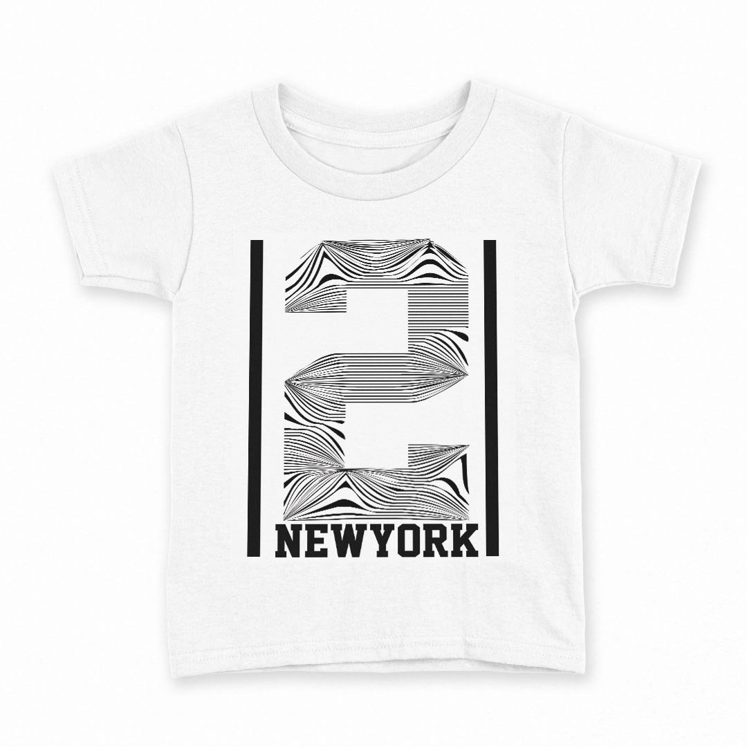 tシャツ キッズ 半袖 白地 デザイン 100 サイズ Tシャツ ティーシャツ T shirt 013834 ニューヨーク　数字　文字