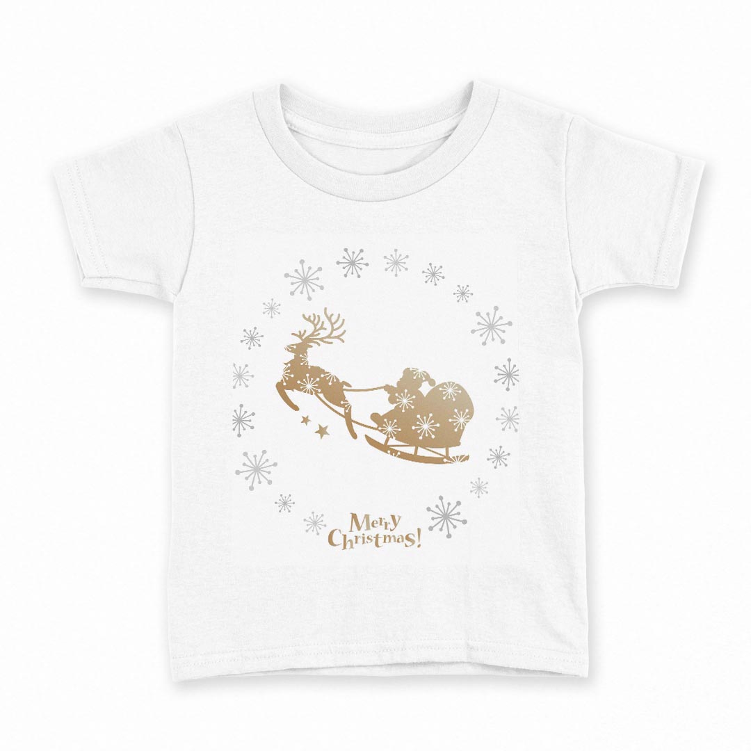 tシャツ キッズ 半袖 白地 デザイン 150 サイズ Tシャツ ティーシャツ T shirt 013847 クリスマス　サ..