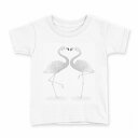 tシャツ キッズ 半袖 白地 デザイン 110 サイズ Tシャツ ティーシャツ T shirt 013879 フラミンゴ 動物 アニマル(4)