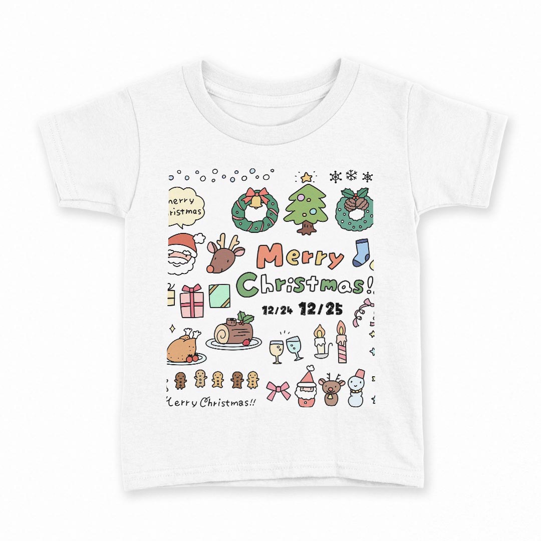 tシャツ キッズ 半袖 白地 デザイン 150 サイズ Tシャツ ティーシャツ T shirt 013927 クリスマス サンタ トナカイ