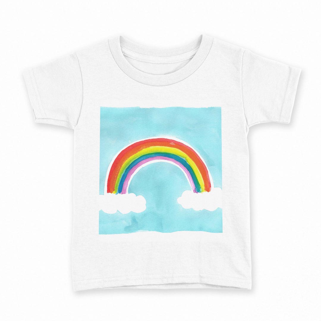tシャツ キッズ 半袖 白地 デザイン 160 サイズ Tシャツ ティーシャツ T shirt 014031 虹 レインボー 空