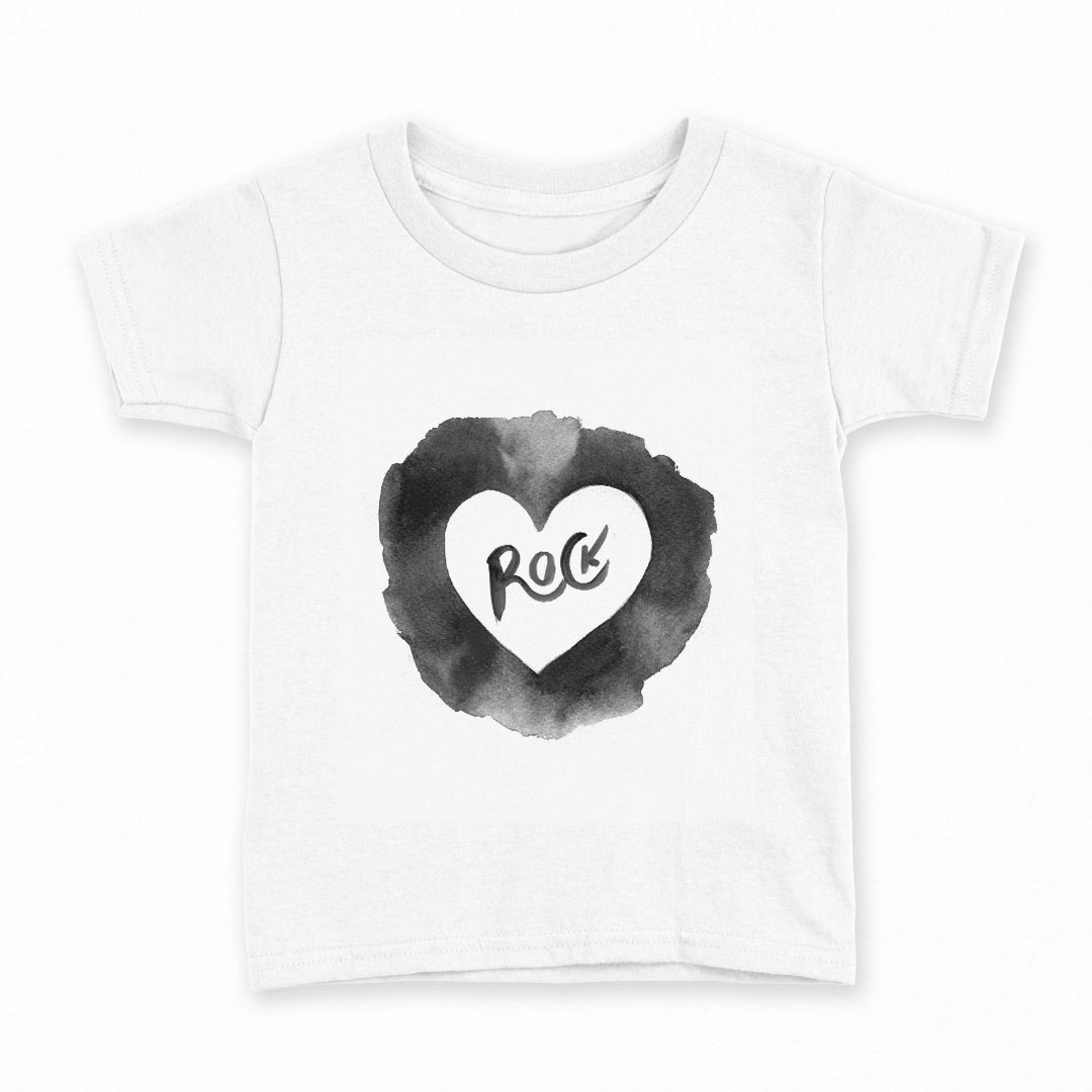 tシャツ キッズ 半袖 白地 デザイン 90 Tシャツ ティーシャツ T shirt 014109 ロック　ハート
