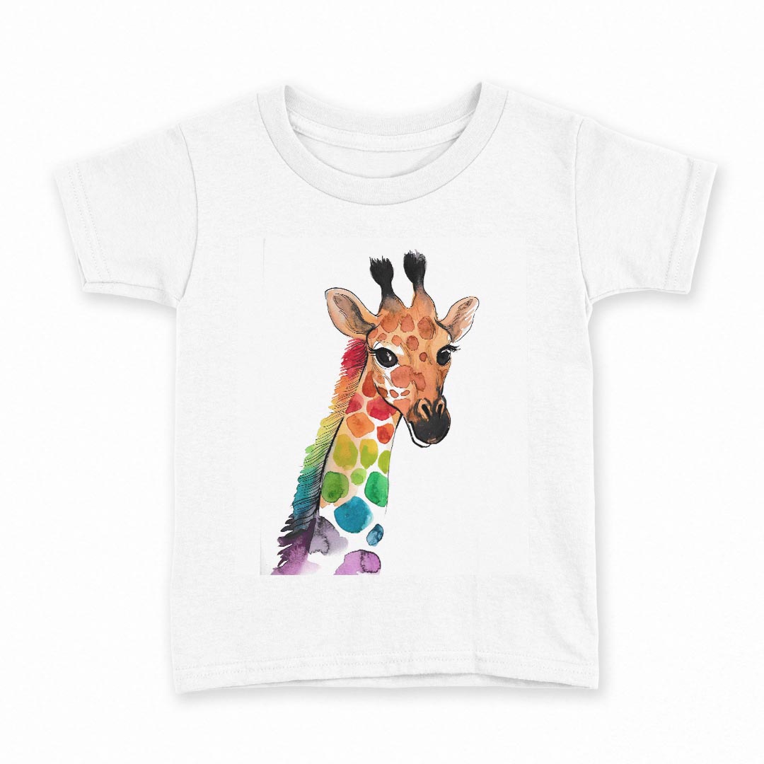 tシャツ キッズ 半袖 白地 デザイン 110 サイズ Tシャツ ティーシャツ T shirt 014167 きりん 動物 アニマル