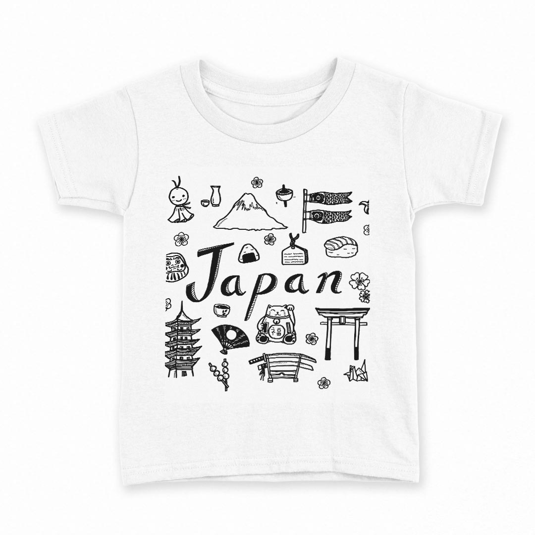 tシャツ キッズ 半袖 白地 デザイン 110 サイズ Tシャツ ティーシャツ T shirt 014185 日本　風景　文化