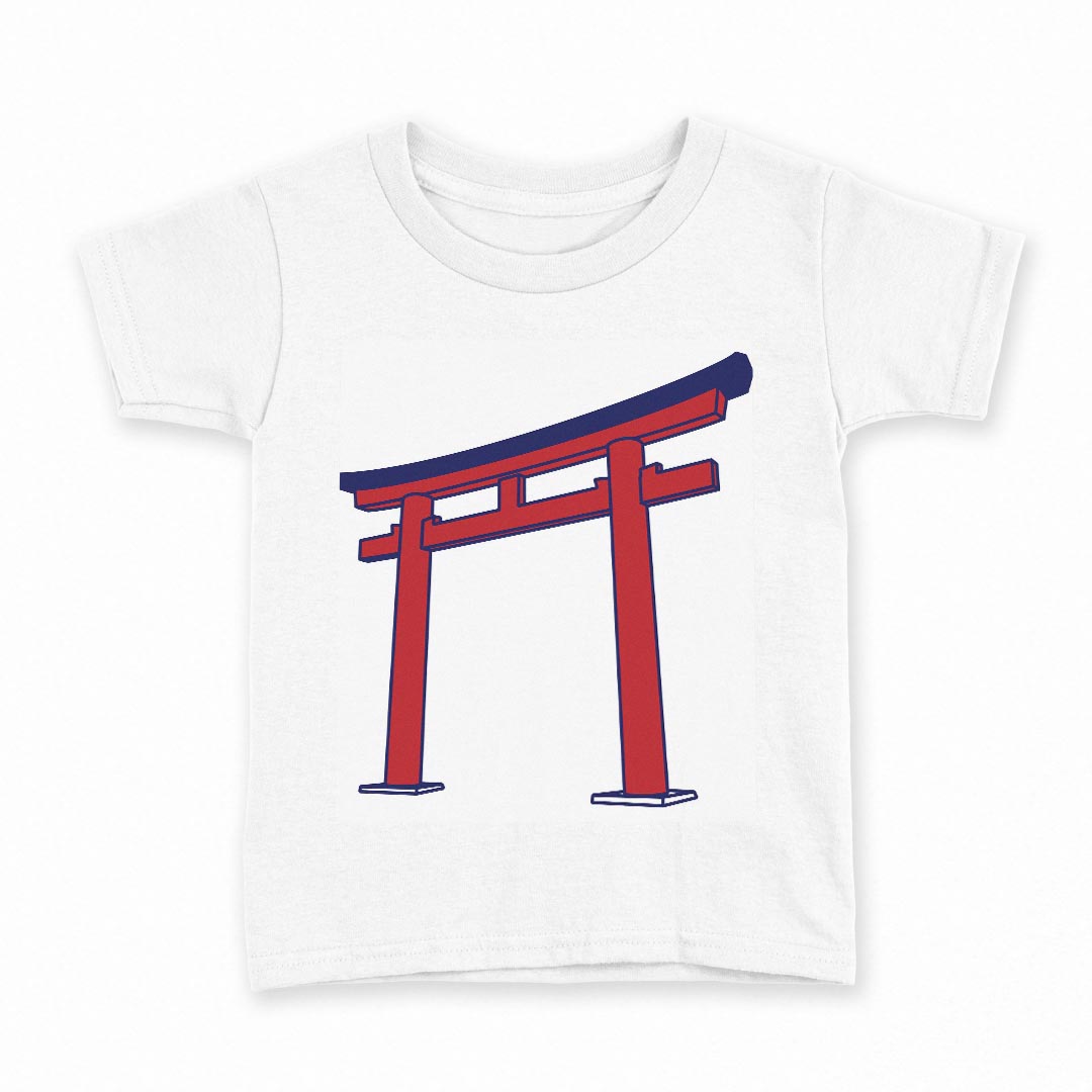 tシャツ キッズ 半袖 白地 デザイン 120 サイズ Tシャツ ティーシャツ T shirt 014191 鳥居　日本　風景