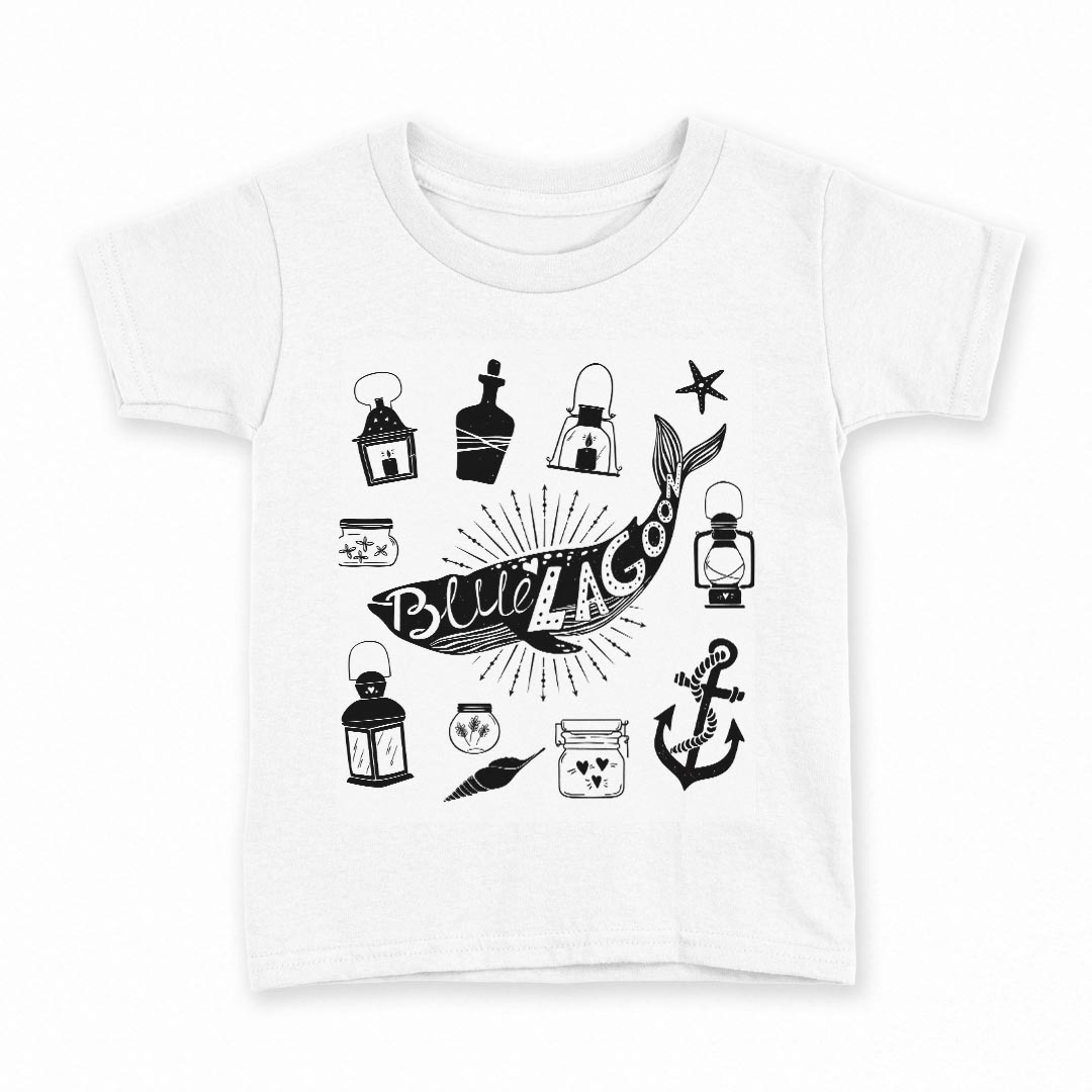 tシャツ キッズ 半袖 白地 デザイン 130 サイズ Tシャツ ティーシャツ T shirt 014253 クジラ　海　碇