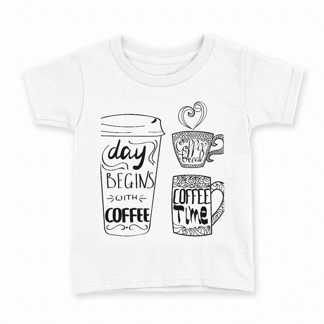 tシャツ キッズ 半袖 白地 デザイン 140 サイズ Tシャツ ティーシャツ T shirt 014261 コーヒー　英語..