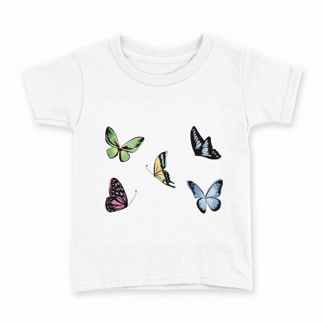 Rakuten - tシャツ キッズ 半袖 白地 デザイン 90 Tシャツ ティーシャツ T shirt 014285 蝶　カラフル