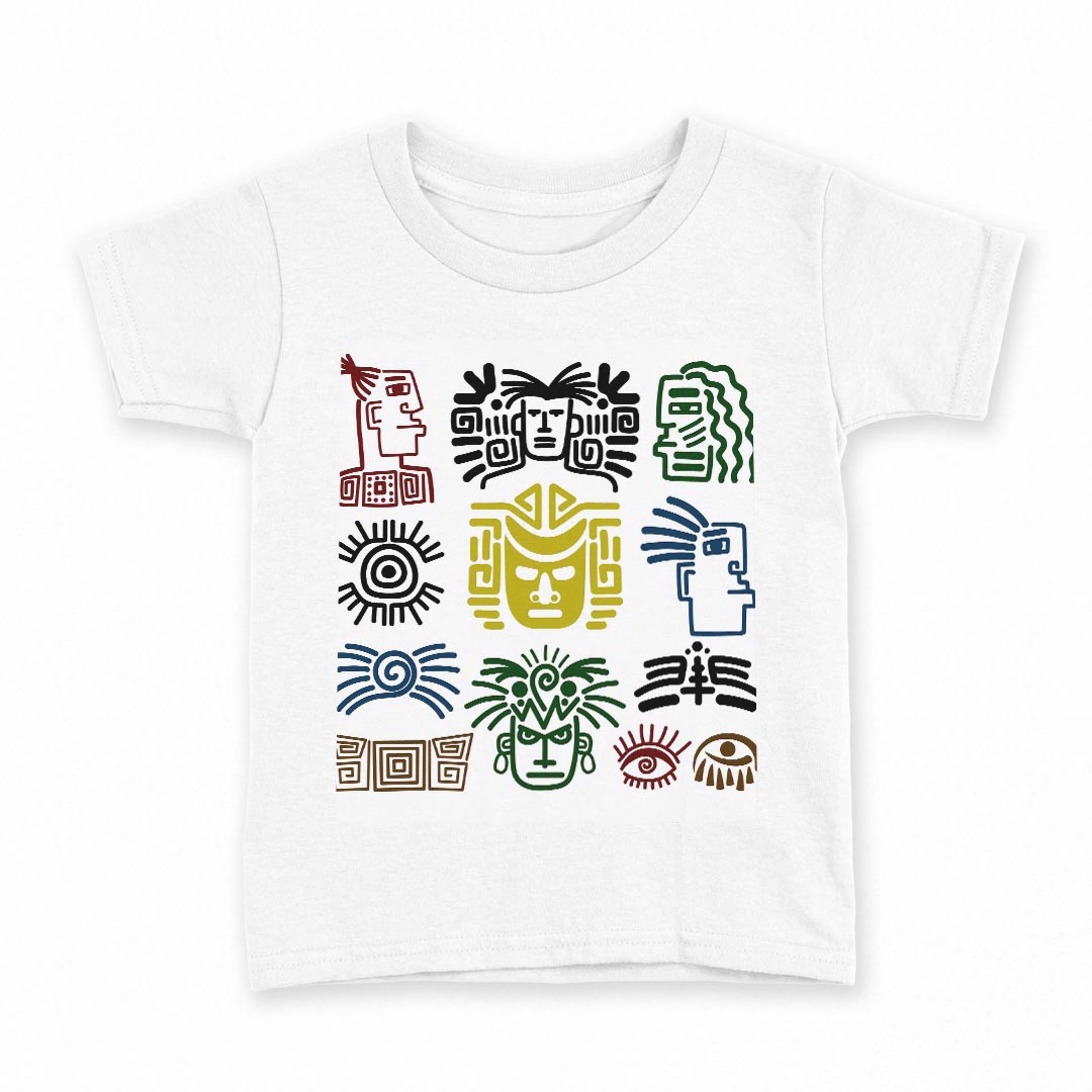 tシャツ キッズ 半袖 白地 デザイン 90 Tシャツ ティーシャツ T shirt 014315 民族　模様