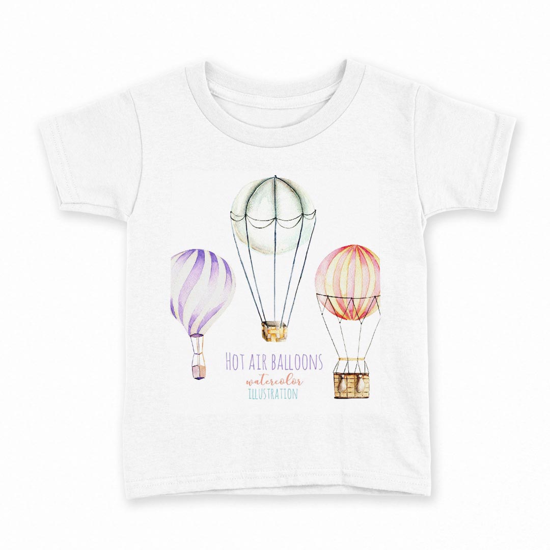 tシャツ キッズ 半袖 白地 デザイン 100 サイズ Tシャツ ティーシャツ T shirt 014346 気球　乗り物　..