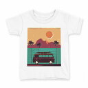 tシャツ キッズ 半袖 白地 デザイン 150 サイズ Tシャツ ティーシャツ T shirt 014349 サーフィン 車 ヤシの木(4)