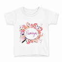 tシャツ キッズ 半袖 白地 デザイン 100 サイズ Tシャツ ティーシャツ T shirt 014350 フラミンゴ 鳥 ピンク(4)