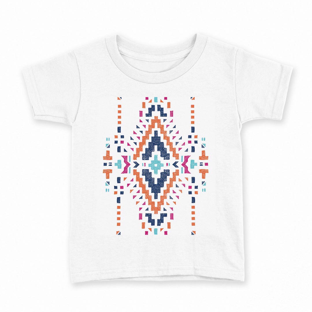 tシャツ キッズ 半袖 白地 デザイン 130 サイズ Tシャツ ティーシャツ T shirt 014482 ネイティブ柄　..