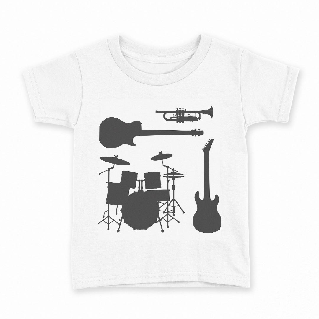 tシャツ キッズ 半袖 白地 デザイン 130 サイズ Tシャツ ティーシャツ T shirt 014570 楽器　音楽　バ..