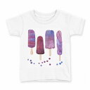 tシャツ キッズ 半袖 白地 デザイン 90 Tシャツ ティーシャツ T shirt 014586 アイス スイーツ 紫(4)
