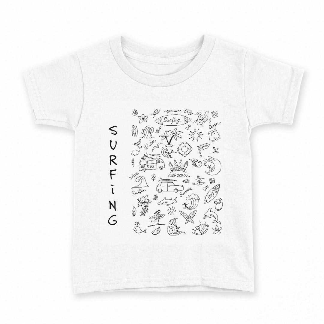tシャツ キッズ 半袖 白地 デザイン 150 サイズ Tシャツ ティーシャツ T shirt 014604 サーフィン 海 夏