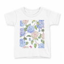tシャツ キッズ 半袖 白地 デザイン 90 Tシャツ ティーシャツ T shirt 014672 花 アジサイ(4)
