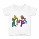 tシャツ キッズ 半袖 白地 デザイン 100 サイズ Tシャツ ティーシャツ T shirt 014753 ダンス レインボー シルエット(4)