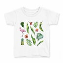tシャツ キッズ 半袖 白地 デザイン 100 サイズ Tシャツ ティーシャツ T shirt 014789 フラミンゴ パイナップル 南国(4)