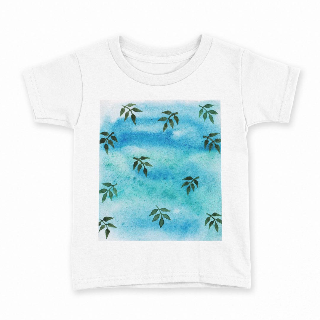 tシャツ キッズ 半袖 白地 デザイン 110 サイズ Tシャツ ティーシャツ T shirt 014804 葉っぱ 落ち葉