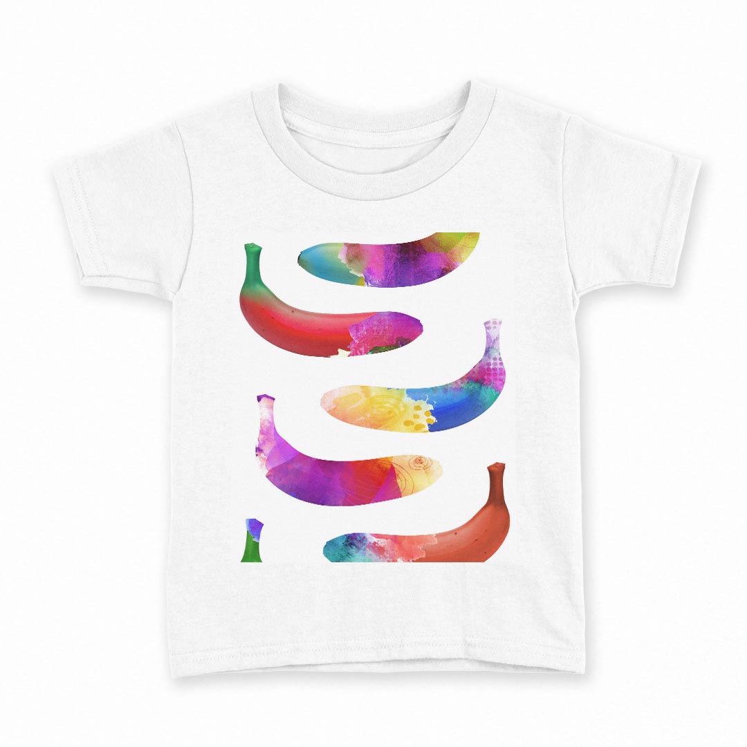 tシャツ キッズ 半袖 白地 デザイン 110 サイズ Tシャツ ティーシャツ T shirt 014807 バナナ　シルエ..