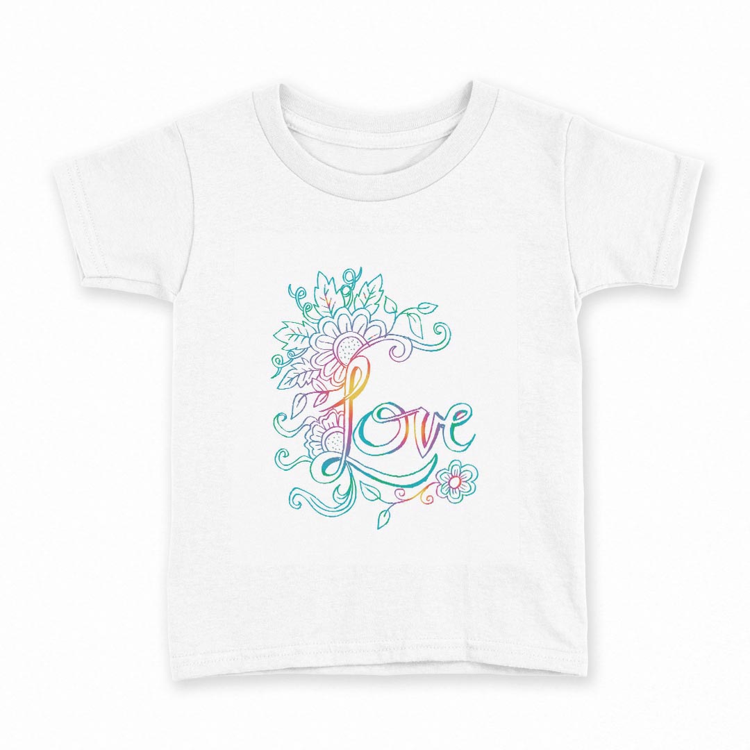 tシャツ キッズ 半袖 白地 デザイン 160 サイズ Tシャツ ティーシャツ T shirt 014847 LOVE　カラフル..