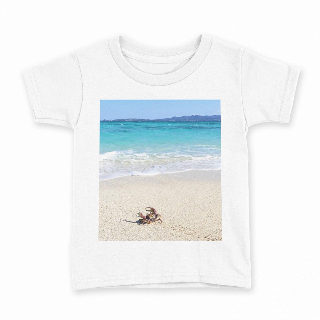 tシャツ キッズ 半袖 白地 デザイン 120 サイズ Tシャツ ティーシャツ T shirt 014963 風景　自然　背景　海　海岸
