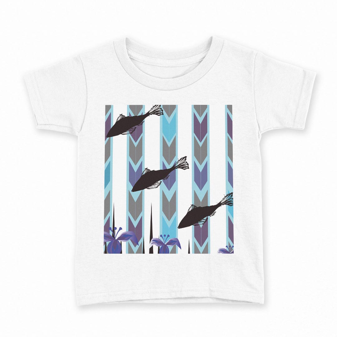 tシャツ キッズ 半袖 白地 デザイン 90 Tシャツ ティーシャツ T shirt 015457 魚　鯉　和柄