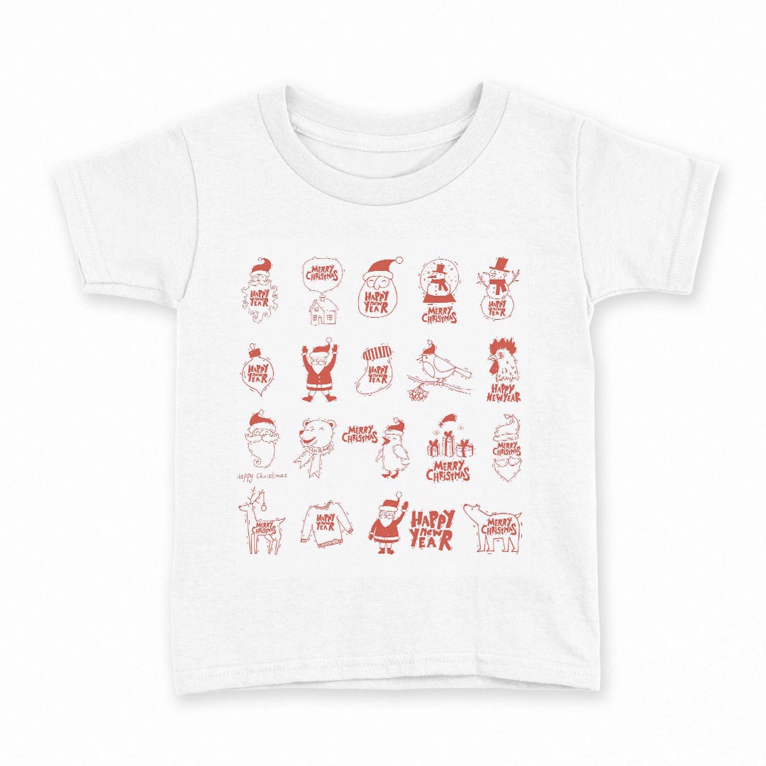 tシャツ キッズ 半袖 白地 デザイン 100 サイズ Tシャツ ティーシャツ T shirt 015487 クリスマス サンタクロース