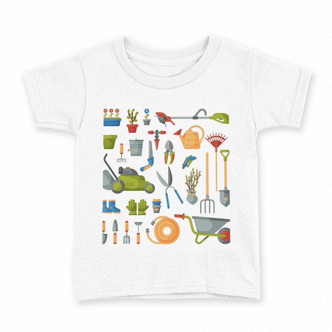 tシャツ キッズ 半袖 白地 デザイン 160 サイズ Tシャツ ティーシャツ T shirt 015629 木　ガーデニング