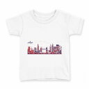 tシャツ キッズ 半袖 白地 デザイン 120 サイズ Tシャツ ティーシャツ T shirt 015636 背景 風景 ビル 建物(4)