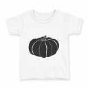 tシャツ キッズ 半袖 白地 デザイン 130 サイズ Tシャツ ティーシャツ T shirt 015741 かぼちゃ 食べ物 野菜 モノクロ(4)