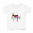 tシャツ キッズ 半袖 白地 デザイン 90 Tシャツ ティーシャツ T shirt 015803 ギター 音楽 カラフル(4)