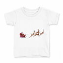 tシャツ キッズ 半袖 白地 デザイン 100 サイズ Tシャツ ティーシャツ T shirt 015830 サンタ トナカイ そり(4)
