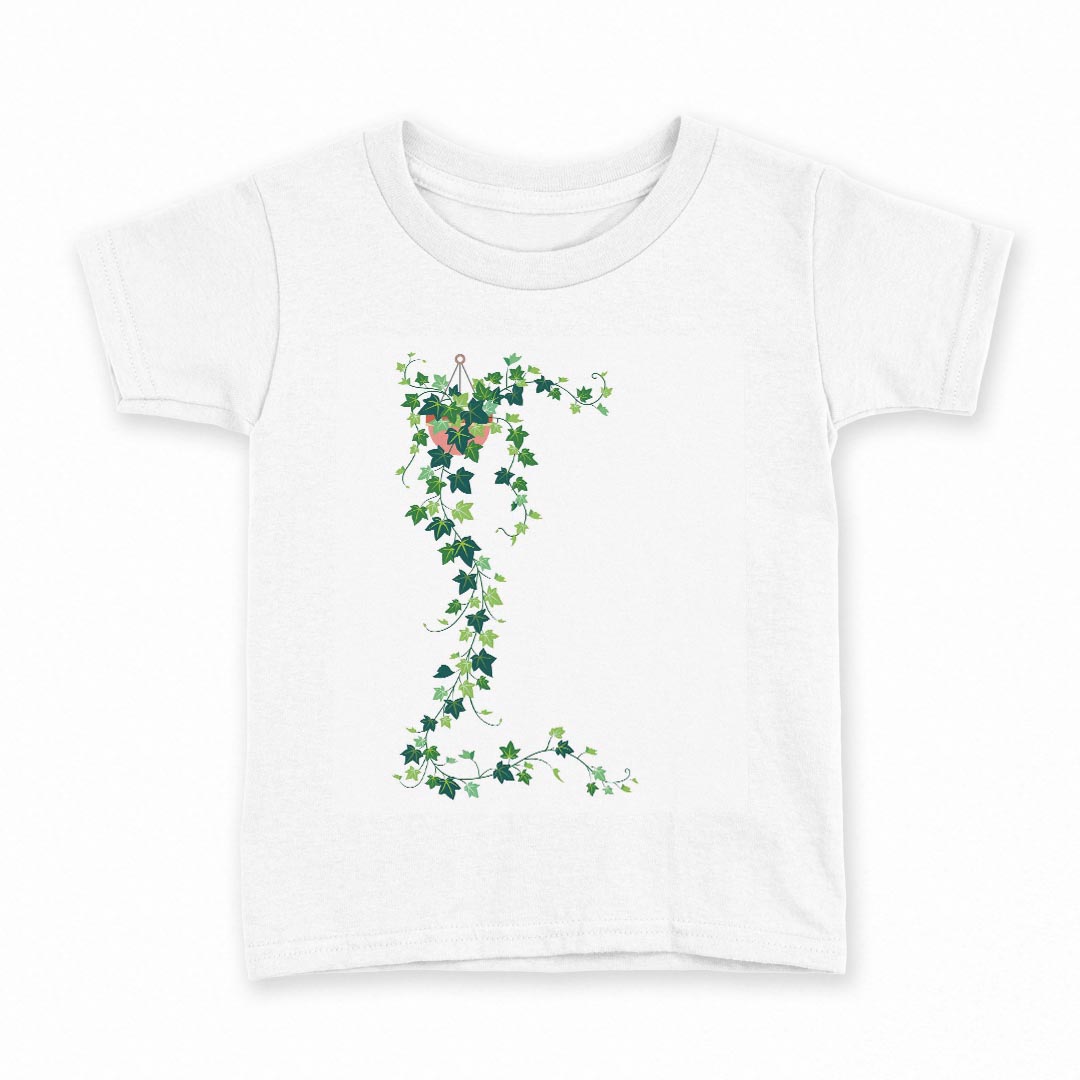 tシャツ キッズ 半袖 白地 デザイン 120 サイズ Tシャツ ティーシャツ T shirt 015926 ツタ　植物　観..