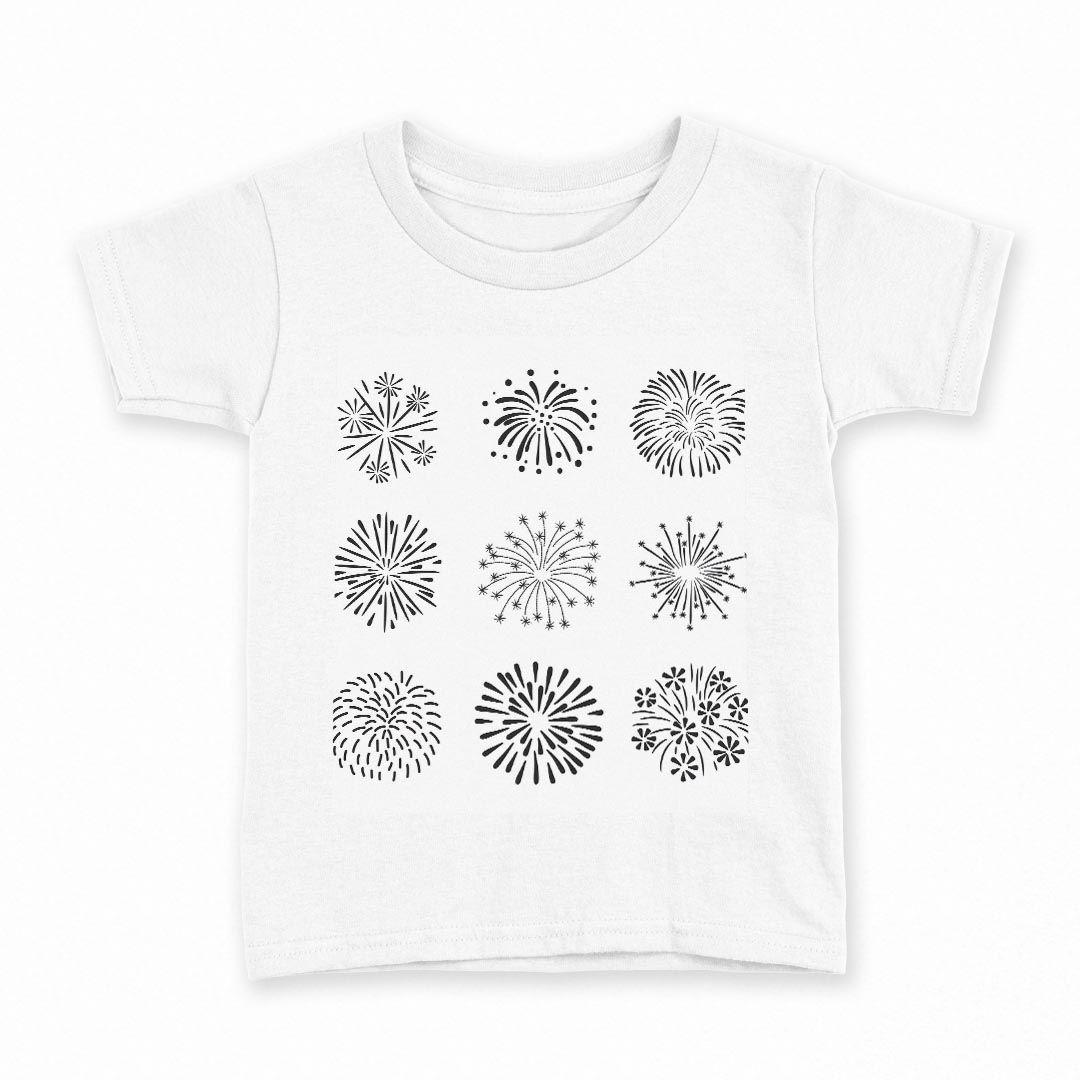 tシャツ キッズ 半袖 白地 デザイン 90 Tシャツ ティーシャツ T shirt 015941 花火　夏　空