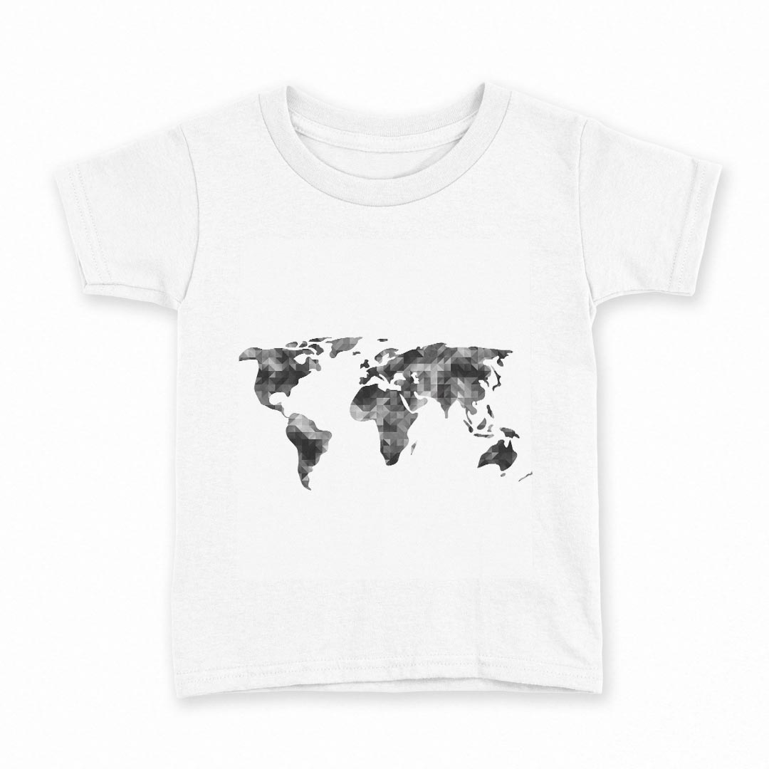 tシャツ キッズ 半袖 白地 デザイン 100 サイズ Tシャツ ティーシャツ T shirt 016044 wordmap 世界地図 白黒