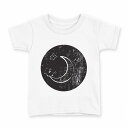 tシャツ キッズ 半袖 白地 デザイン 150 サイズ Tシャツ ティーシャツ T shirt 016047 月 白黒 宇宙(4)