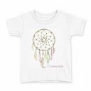 tシャツ キッズ 半袖 白地 デザイン 100 サイズ Tシャツ ティーシャツ T shirt 016057 ドリームキャッチャー 羽 カラフル(4)