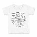 tシャツ キッズ 半袖 白地 デザイン 130 サイズ Tシャツ ティーシャツ T shirt 016163 魚 モノクロ(4)