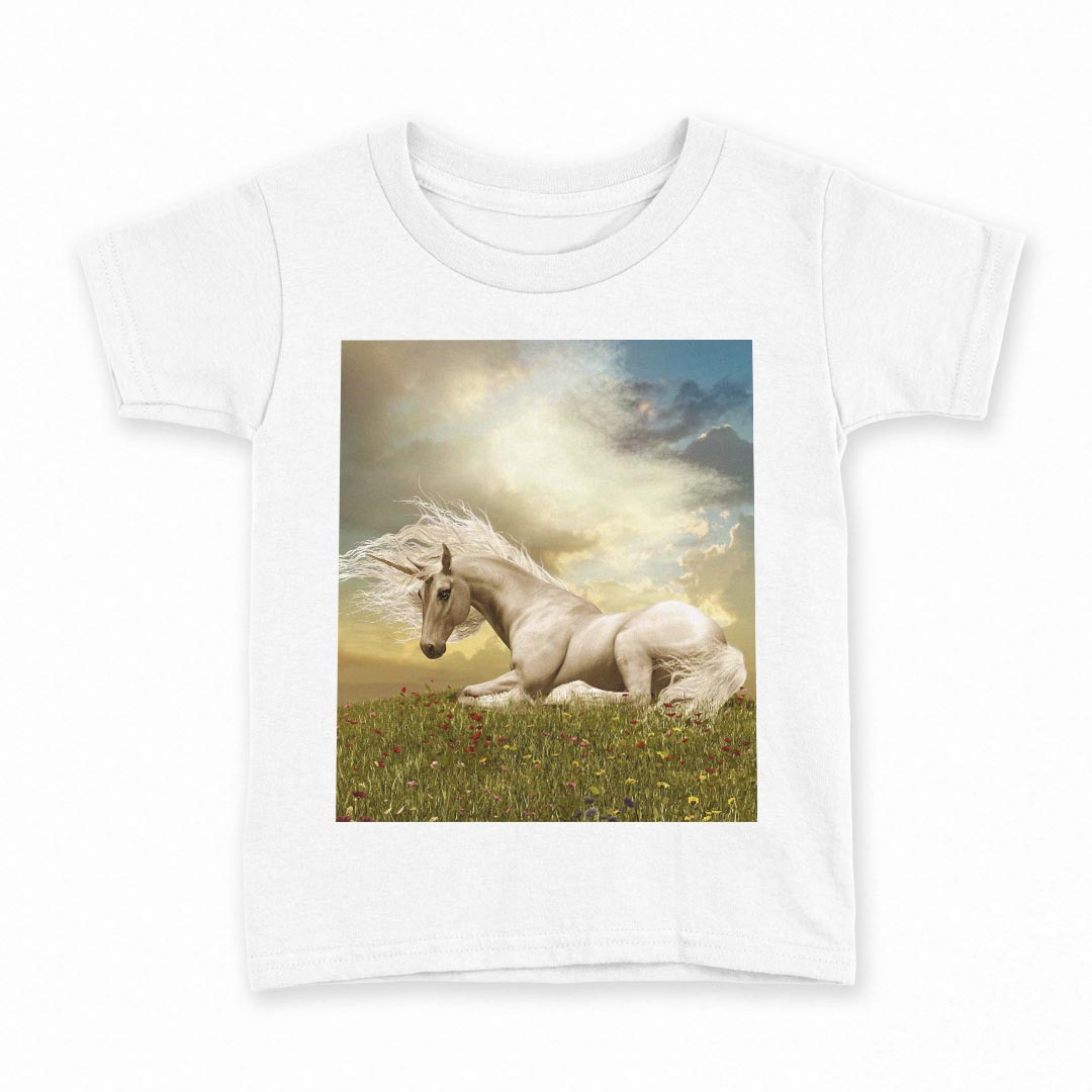 tシャツ キッズ 半袖 白地 デザイン 110 サイズ Tシャツ ティーシャツ T shirt 016176 ユニコーン　動..